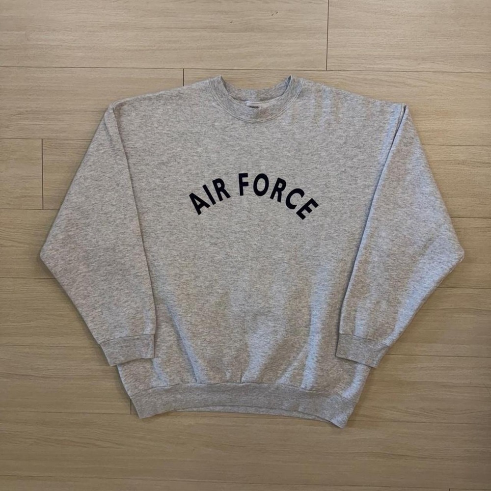 Vintage 90's United States Air Force Script Grey Crewneck Sweatshirt Mens Large